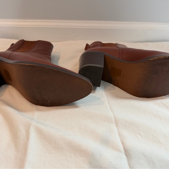 Madewell Newbury Brown Leather Chelsea Ankle Boots Block Heel Size 7.5 - Picture 5 of 6